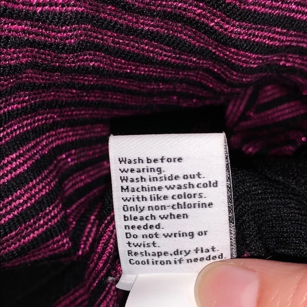 Nine West black and metallic pink striped sweater